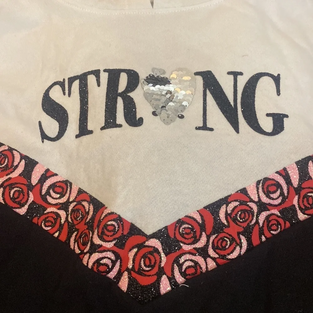 Justice Girl’s Black And White Strong Hoodie Size 8